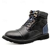 abordables Bottes de travail-Bottines à lacets marron robustes pour hommes avec col rembourré, style vêtements de travail d&#039;extérieur durables pour la randonnée, la construction et les vêtements de ville décontractés