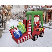 economico luci di Natale all&#039;aperto-Babbo Natale guida un carrello elevatore con striscia luminosa a LED, modello gonfiabile impermeabile, festa in giardino al chiuso e all&#039;aperto, decorazioni luminose per l&#039;atmosfera festiva, spina