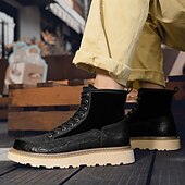 abordables Bottes de travail-Bottes de combat à lacets en similicuir marron pour homme – chaussures de travail et de randonnée d&#039;extérieur durables pour un usage quotidien et l&#039;aventure
