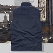 baratos Colete de Pesca Masculino-Homens colete ao ar livre Colete colete de pesca Ao ar livre Diário Moda Casual Primavera Outono Bolsos Poliéster Confortável Tecido Zíper Colarinho Chinês Normal Preto Laranja Cáqui Verde Tropa