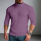 economico T-shirt in maglia a coste-Per uomo Maglietta Maglietta a Maglia a Coste Camicia a Maniche Lunghe Finto dolcevita Manica Lunga Dolcevita Primavera Autunno Inverno Semplice Striscia di Fossa Moda Designer Essenziale Lavoro a