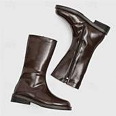 お買い得  乗馬ブーツ-メンズブラウンフェイクレザーミッドカーフブーツ - 洗練されたジッパーデザイン、クラシックなレトロスタイル、ビジネス、フォーマルなイベント、カジュアルウェアに快適なフィット感