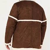 voordelige Faux Suède Jassen-Voor heren Jas van imitatiesuède Winterjack Sherpa jas Vakantie Dagelijks Thermisch Warm Zak Fleece Winter Kleurenblok Modieus Streetwear Revers Normaal Khaki Koffie Jacks
