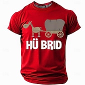  Maglietta Grafica Divertente HÜ BRID Carrozza di Cavallo per Uomini - Gioco di Parole Pun a Maniche Corte