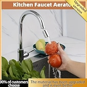 abordables Ustensiles et gadgets de cuisine-Aérateur de robinet anti-éclaboussures à 360° pour cuisine et salle de bain – rallonge de débit d&#039;eau rotative avec deux modes de jet, moussant, installation facile