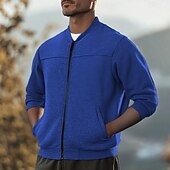 abordables Sudaderas Básicas_-Hombre Sudadera Sudadera con cremallera Sudadera con cremallera completa Negro Rojo Azul Marino Azul Piscina Gris Oscuro Cuello Mao Plano Bolsillo Deporte Diario Festivos Algodón Ropa de calle Básico