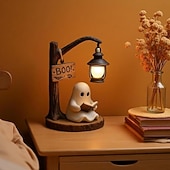economico Halloween al chiuso-Simpatica lanterna da lettura a forma di fantasma - lampada da lettura a forma di fantasma di Halloween in resina 3D con luce calda a LED, lampada da lettura a forma di fantasma, lampada decorativa da
