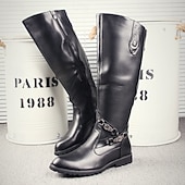 levne Jezdecké boty-Pánské černé jezdecké boty nad kolena – vysoké slim fit, jezdecký styl s bočním zipem pro formální akce, gotický cosplay a kostýmní večírky