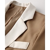 cheap Men&#039;s Classic Blazers-Men&#039;s Blazer Suits Business Cocktail Party Wedding Party 2 Piece Fashion Casual Spring &amp;  Fall Polyester Color Block Plain Pocket Buttons Comfortable Single Breasted Blazer Apricot