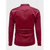 お買い得  メンズサテンシャツ-男性用 シャツ サテンシャツ カジュアルシャツ ボタンアップシャツ 平織り 日常 バケーション ブラック ホワイト ワイン ネイビーブルー 長袖 ラペル 春 &amp; 秋 衣類