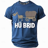  Maglietta Grafica Divertente HÜ BRID Carrozza di Cavallo per Uomini - Gioco di Parole Pun a Maniche Corte