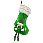 abordables Ornements-Bas de Noël à longues jambes, bas tricotés sans visage, vieux homme, bas décoratifs en tissu doux rouge et vert, idéal pour les fêtes de Noël et du Nouvel An