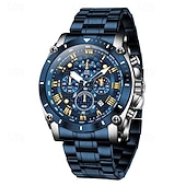 cheap Quartz Watches-The New Olevs Men&#039;S Steel Band Business Watch Moon Phase Luminous Calendar Chronograph 24-Hour Indication Quartz Watch Is A Fashionable Casual And Versatile Waterproof Sports Wristwatch