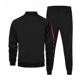baratos moletons básicos-Homens Moletom Conjunto de roupas Colarinho Chinês Ao ar livre Diário Esportes Com Cordão Zip Up Bolsos Bloco de cor Preto Azul Marinha Cinzento Claro Poliéster Roupas Esportivas Moda Roupa de rua