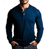 economico T-shirt in maglia a coste-Per uomo Maglietta Maglietta a Maglia a Coste Camicia a Maniche Lunghe Manica Lunga Henley Primavera Autunno Inverno Semplice Testurizzato Striscia di Fossa Moda Designer Essenziale Lavoro a maglia