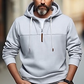 tanie podstawowe bluzy męskie-Męskie Bluza z Kapturem Bluza z kapturem na zamek błyskawiczny Czarny Biały Wino Granatowy Khaki Kaptur Równina Quarter Zip Sport i turystyka Codzienny Święto Poliester Moda miejska Podstawowy