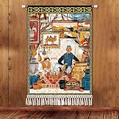 billiga Gobelänger-Skönhet Uyghur etnisk stil väggtapet konstnärlig bakgrundsdekoration boho hängande konst för sovrum vardagsrum eller café