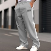 preiswerte Sweatpants-Herren Jogginghose Jogginghose mit weitem Bein Hose Freizeithose Elastischer Bund Gerader Schnitt Farbblock Nationalflagge Atmungsaktiv Volle Länge Outdoor Lässig Täglich Mode Streetwear Schwarz