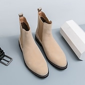 economico Stivali Chelsea-stivaletti chelsea da uomo in pelle scamosciata marrone con pannelli laterali elastici, stile casual alla caviglia per gentiluomini, ideali per outfit autunnali, abbigliamento quotidiano e riunioni del fine settimana