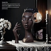 billiga Skulpturer-huvud rökelse brännare svart kvinna, svart dam huvud doft brännare svart kvinnor huvud, huvud rökelse brännare svart kvinna, huvudet rökelse hållare för olika miljöer