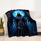 お買い得  ブランケット＆毛布-ハロウィン フリース スローブランケット ソファ用 死神 3D ファンタジー ダーク パンク ゴシックスタイル パーティー ソファベッド 装飾 暖かいブランケット ホームデコレーション