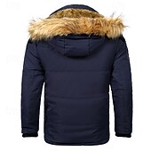 cheap Men&#039;s Downs &amp; Parkas-Men&#039;s Winter Coat Fleece Jacket Parka Pocket Fleece Polyster Vacation Daily Wear Date Regular Fashion Casual Comfortable Thermal Warm Fall Winter Solid / Plain Color Black Khaki Dark Blue Puffer