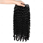 baratos 3 conjuntos de extensões de cabelo natural-Pacotes de cabelo humano cacheado birmanês de 14 a 30 polegadas, 3 pacotes de extensão de cabelo humano birmanês, preto natural