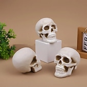 economico Decorazioni per Halloween all&#039;aperto-1 pezzo di braciere ignifugo in ceramica per Halloween, teschio, statuetta a forma di testa di scheletro in fiamme per camino o braciere, spaventoso accessorio per feste di Halloween e spaventosa