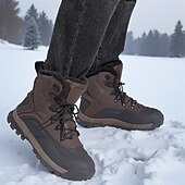 tanie Buty zimowe i śniegu-męskie zimowe buty śniegowe z podszewką z futra, wodoodporne, ocieplane, sznurowane, do użytku na zewnątrz, na zimne dni