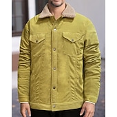 economico Giubbotti Casual-Per uomo Giacca Invernale Giacca in Velluto a Coste Giacca in Pile Giacca Casual Vacanza Quotidiano Calore Termico Tasca Pile Inverno Semplice Moda Streetwear Bavero Regolare Nero Verde chiaro Blu