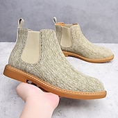 economico Stivali Chelsea-stivali chelsea da uomo color cachi, stile casual e leggero alla caviglia con soffietti elastici, per l'ufficio, le uscite del fine settimana e il comfort quotidiano