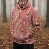 Men's Sparkling Glitter Hoodie Fashion Daily Hooded Vacation Party Streetwear Pink Printing Fall Winter Designer3