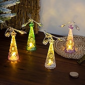 お買い得  屋内のクリスマスライト-1個 13cm クリスマスデコレーション ミニ 発光クリスタル フライングバード クリスマスツリー LED ナイトライト デスクトップデコレーション オーナメントライト AG10 * 3 バッテリー