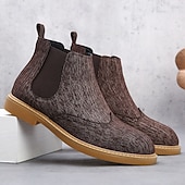 abordables Bottes de Chelsea-Bottines Chelsea grises pour hommes avec détails brogue à bout d&#039;aile, style vintage élégant pour les mariages, le travail et les occasions semi-formelles