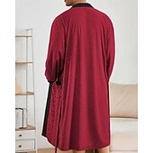 billiga Pyjamas-Herr Pyjamas Sovkläder Badrock Slät Mode Stylish Klassisk Hem Dagligen Säng Polyester Komfort Mjuk V-hals Långärmad Ficka Inkl. bälte Vår Höst Svart Vit