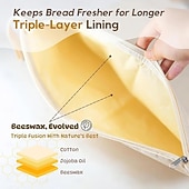abordables Ustensiles de Pâtisserie-accès large à glissière en coton &amp;Sacs à pain en cire d&#039;abeille pour levain, sacs de conservation des aliments en cire d&#039;abeille réutilisables, sac de conservation des aliments en coton extra large et