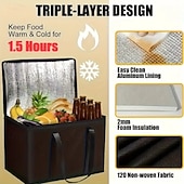 halpa Keittiövälineet ja -laitteet-Erittäin suuri uudelleenkäytettävä eristetty kylmälaukku – elintarvikelaatuinen, kestävä musta lämpölaukku heijastavalla eristyksellä, täydellinen retkeilyyn, piknikille ja ulkoiluun &amp;lomalahjat