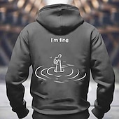 abordables sweats à capuche 3d pour hommes-Hoodie graphique pour homme "Je vais bien" humour sarcastique pouces levés mode de vie à manches longues