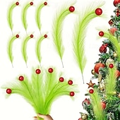 お買い得  装飾品-10/20個のクリスマス人工エルフ、人工グリーンリードと赤いボール付きフェスティバルギフトボックスセット、DIYクリスマスツリーの装飾に最適、独立したエルフの装飾、ホームデコレーション、クリスマスデコレーション