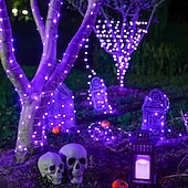 abordables Guirlandes lumineuses à piles-Lot de 2 guirlandes lumineuses à 200 LED, 20 m/66 pieds, pour Noël, Halloween, mariage, fête, festival, décoration intérieure et extérieure, avec boîtier à piles étanche AAA et télécommande