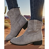 Недорогие Ботильоны-женские коричневые ботильоны из искусственной замши в стиле вестерн – ковбойские сапоги на низком каблуке в винтажном стиле для повседневных образов