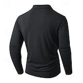 preiswerte Klassisches Poloshirt für Herren-Herren Golfshirt Golf Poloshirts Arbeit Lässig Revers Langarm Basic Modern Einfach Tasche Knöpfe Frühling Herbst Normale Passform Schwarz Weiß Marineblau Dunkelgrün Khaki Armeegrün Golfshirt