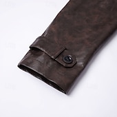 economico Trench da uomo-Per uomo Trench in finta pelle Cappotto da marinaio Trench Vacanza Quotidiano Primavera Autunno PU Antivento Capispalla Abbigliamento Moda Classico Semplice Tasca Bavero Monopetto