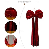 cheap Bows &amp; Ribbons-Christmas Extra Large Velvet Bows Christmas Tree Topper Burgundy Holiday Decoration Hanging Ornament for Xmas Tree, Festive Bow for Home Party Decor