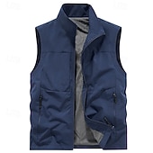 preiswerte Herren Angelweste-Herren Outdoor-Weste Weste Angelweste Outdoor Täglich Mode Lässig Frühling Herbst Tasche Polyester Bequem Einfach Reisverschluss Stehkragen Normale Passform Schwarz Rote Khaki Armeegrün Weste