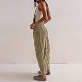 economico tute casual-Per donna Normale Tuta Attivo Tinta unica Senza Maniche Collo a U Tasca Bottoni Vacanza Quotidiano Vestibilità regolare Nero Giallo Rosa Autunno