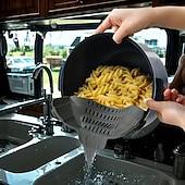 お買い得  キッチン用品＆小物-調節可能なシリコンクリップオンストレーナー - 鍋やボウルにフィットし、電気は不要で、パスタ、野菜、果物に最適で、家庭用の耐久性のある柔軟な手持ち式キッチンツールです。 &amp;RV