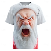 preiswerte Weihnachtsmann-Outfit-Weihnachten Herren Weihnachtsmann 3D T Shirt Kurzarm T-Shirt 3D-Druck Rundhalsausschnitt Hemd Täglich Designer Künstlerisch Urlaub Party Straße Weiß 1 Rot 3 Rote Ganzjahres Bekleidung S M L XL XXL