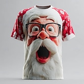 preiswerte Weihnachtsmann-Outfit-Weihnachten Herren Weihnachtsmann 3D T Shirt Kurzarm T-Shirt 3D-Druck Rundhalsausschnitt Hemd Täglich Designer Künstlerisch Urlaub Party Straße Weiß 1 Rot 3 Rote Ganzjahres Bekleidung S M L XL XXL