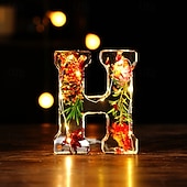 Недорогие Декоративные огни-1 шт. светодиодный ночник 11,5 см с 26 буквами, теплый свет в виде сухого цветка, настольное украшение, декоративный светильник, светильник для украшения Рождества, Хэллоуина, свадьбы, дня рождения, вечеринки